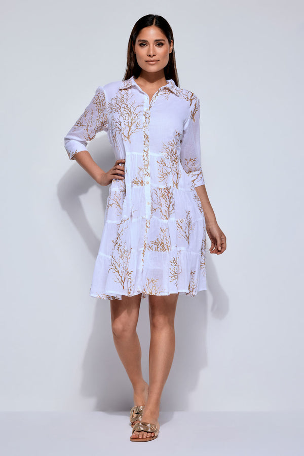 VESTIDO VOLANTES CORAL