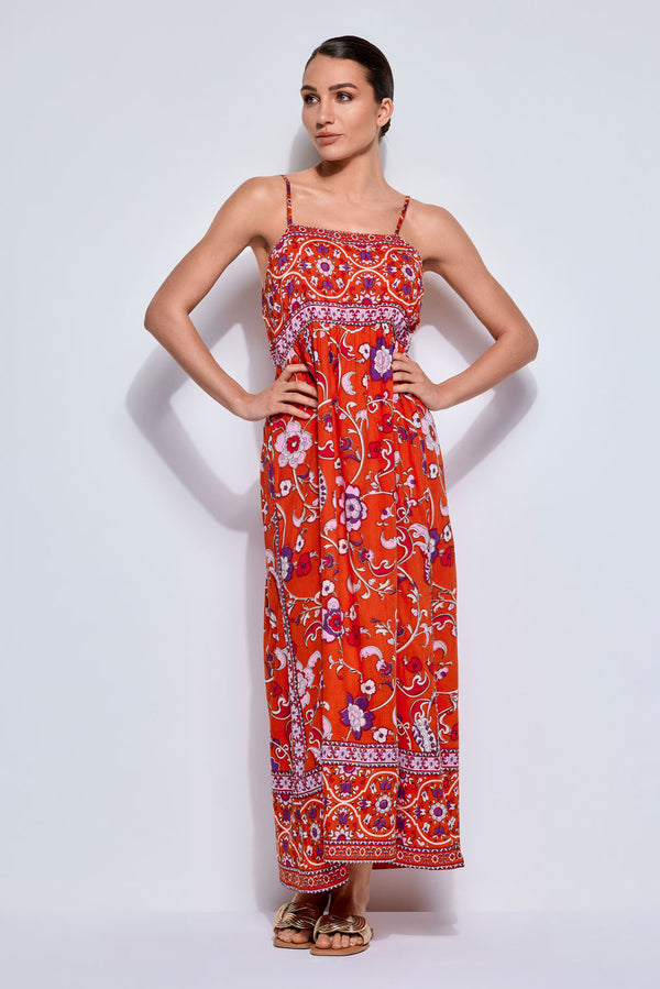VESTIDO LARGO ESTAMPADO ÉTNICO