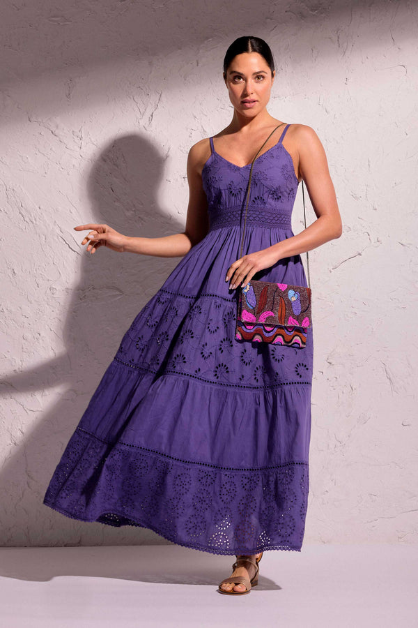 VESTIDO LARGO DE ENCAJE FINO CLORI