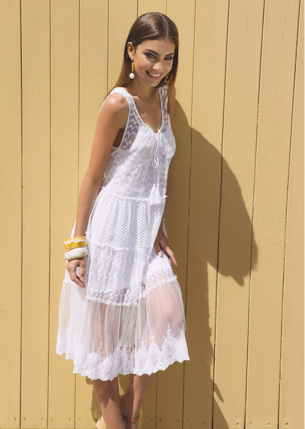 VESTIDO CON INSERTOS DE ENCAJE