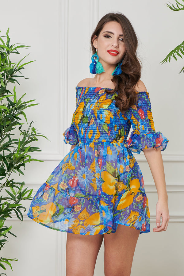 VESTIDO DE CHIFÓN CON VOLANTES