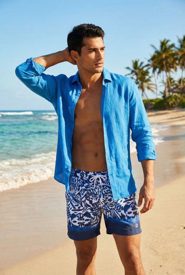 BAÑADOR BOXER NATACIÓN SOMBRA AZUL