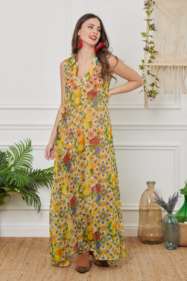 CAFTÁN LARGO DE CHIFÓN