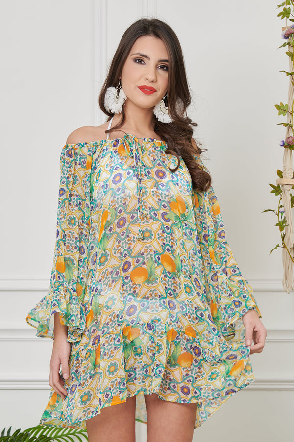 VESTIDO DE ENCAJE DE CHIFÓN