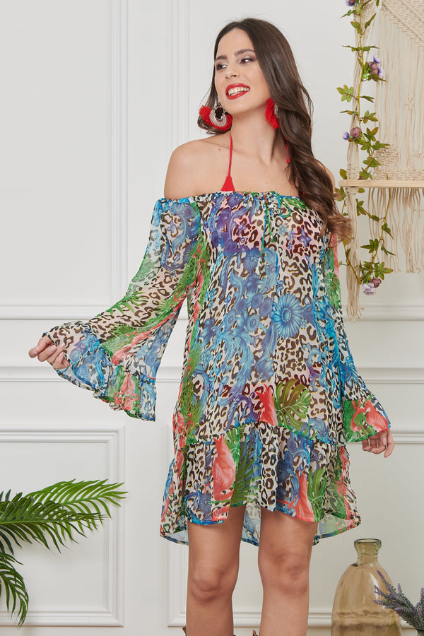 VESTIDO DE ENCAJE DE CHIFÓN