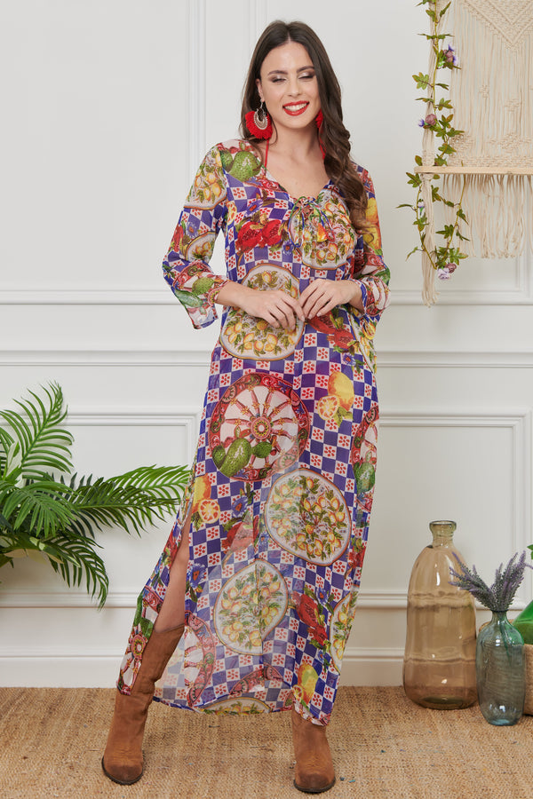 CAFTÁN LARGO DE CHIFÓN